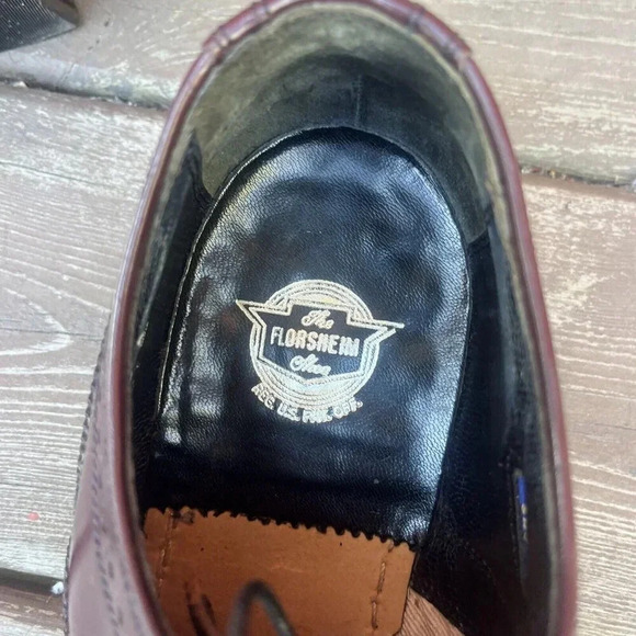 VTG FLORSHEIM The Worthmore Shoe Men's Burgundy Wing Tips Size 10 D India - Picture 7 of 8